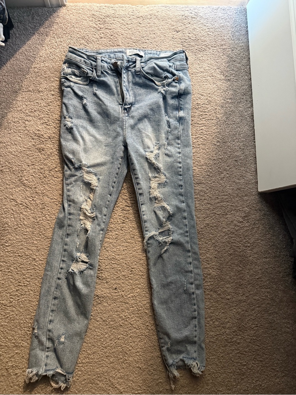 Judy Blue Light Blue Distressed Skinny Jeans